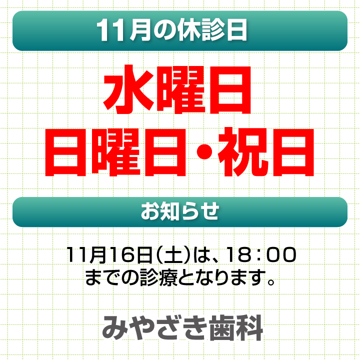 11月休診日情報